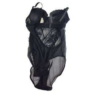 Jessica Simpson Black Lace Sheer Bodysuit Lingerie Size Small